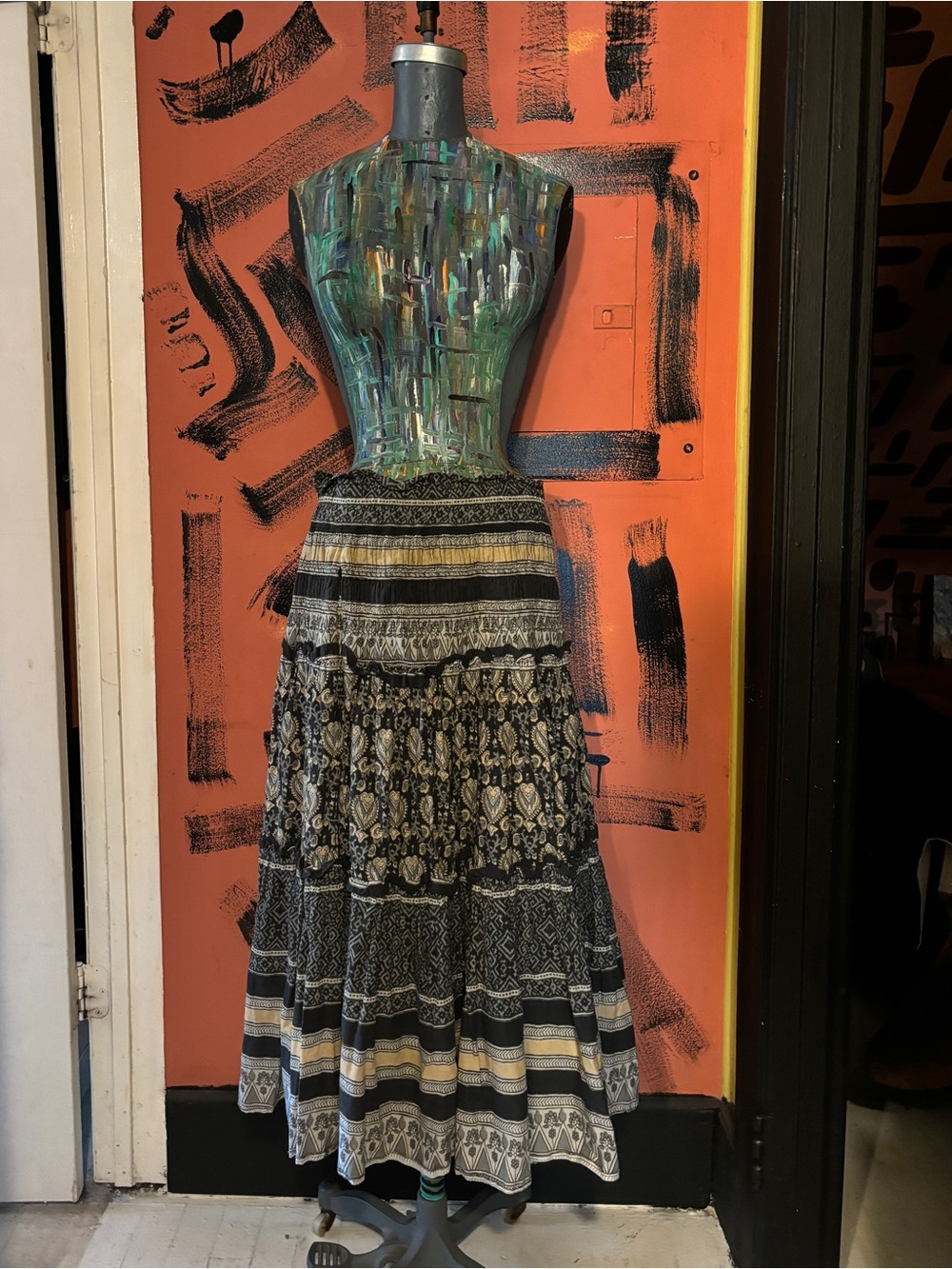 The Tasha Print Tiered Midi Skirt